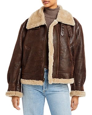 RE/DONE RE/DONE SHEARLING LEATHER AVIATOR JACKET