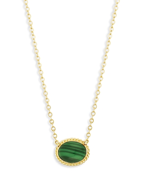 Photos - Pendant / Choker Necklace Bloomingdale's Malachite Pendant Necklace in 14K Yellow Gold, 18-19 - 100