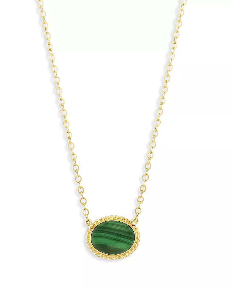 Bloomingdale's Fine Collection Malachite Pendant Necklace in 14K Yellow Gold, 18