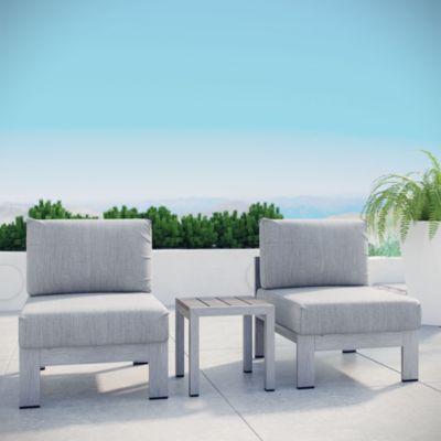 Shore Outdoor Patio Aluminum Sectional Sofa, Set of 3