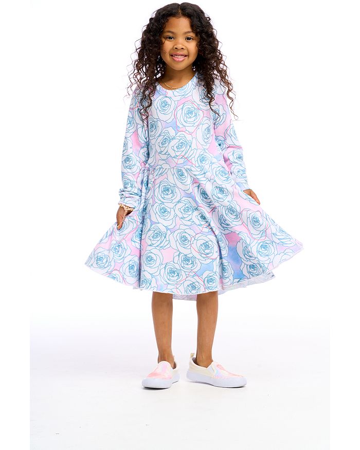 CHASER Girls Rose Print Tie Dye Knit Dress Big Kid Bloomingdale s
