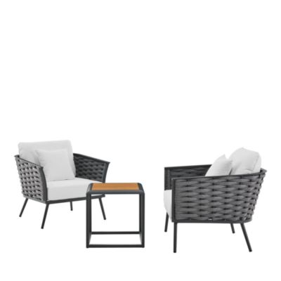 Modway Stance 3 Piece Outdoor Patio Aluminum Sectional Sofa Set