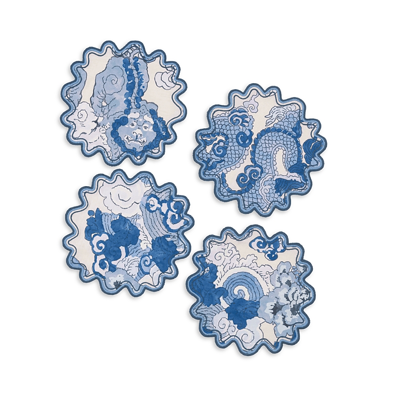 Matouk Magic Mountain 6 Round Cocktail Napkins, Set Of 4 In Porcelain