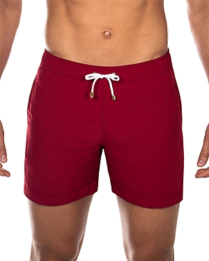 Shop Prince And Bond Easton Solid Color Swim Trunks In Burgundy