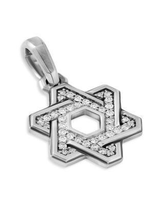 Men's Sterling Silver Deco Diamond Star of David Pendant