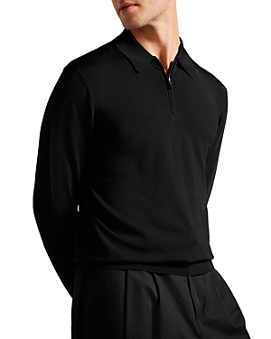 Shop Ted Baker Viba Regular Fit Half Zip Long Sleeve Polo In Black