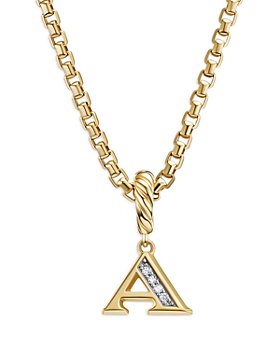 David Yurman - 18K Gold Amulets Diamond Pavé Initial Pendant