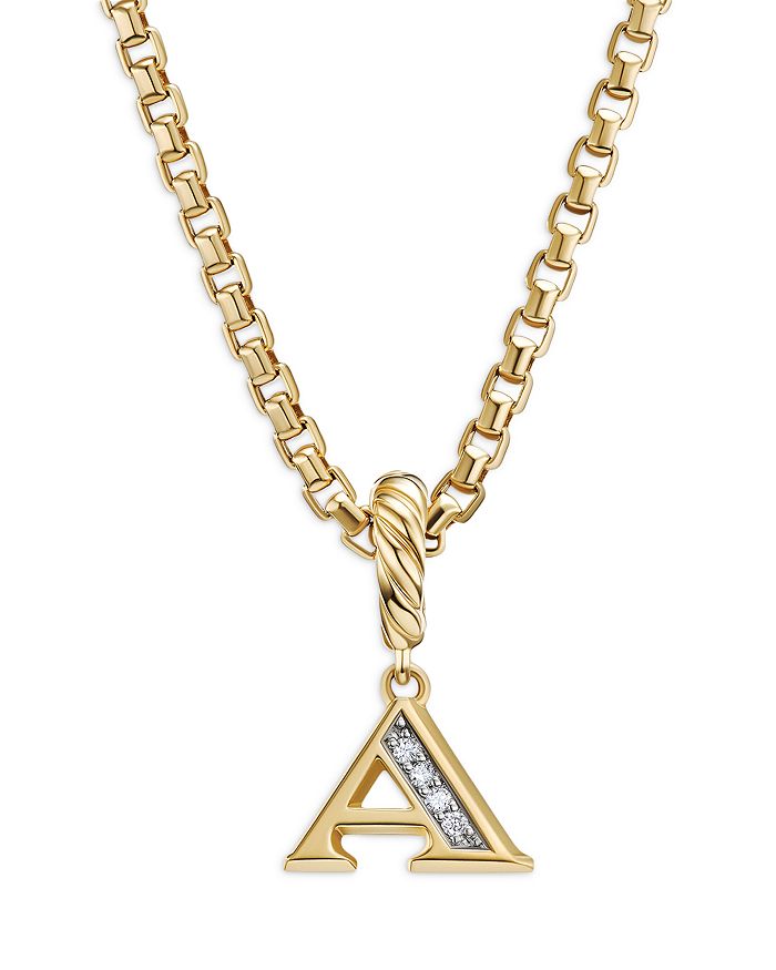 David Yurman - 18K Gold Amulets Diamond Pav&eacute; Initial Pendant
