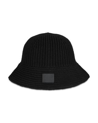 AllSaints Black Bucket Hat AllSaints - Frayed Cotton Canvas Bucket Hat in Black/Warm  main image 2