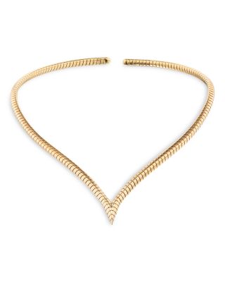 Marina B - 18K Yellow Gold Trisolina V Collar Necklace, 14"