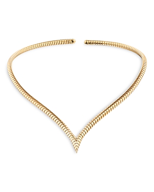 18K Yellow Gold Trisolina V Collar Necklace, 14