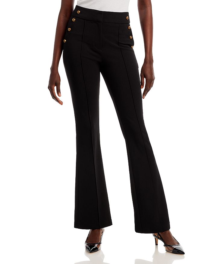 AQUA Button Trim High Rise Flare Pants - 100% Exclusive | Bloomingdale's