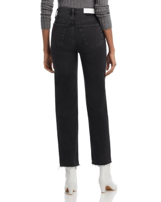 80s High Rise Ankle Slim Straight Jeans in Washed Noir