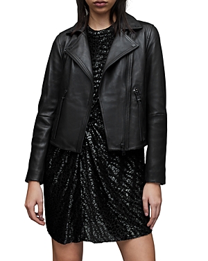 Allsaints Dalby Leather Biker Jacket In Black/matte