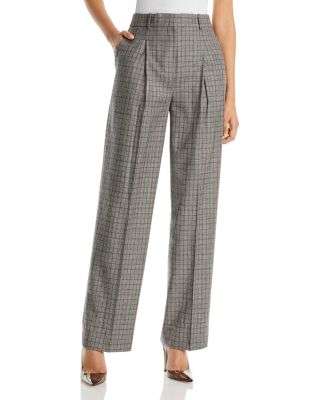 Pleated wool wide-leg pants