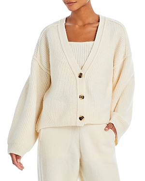 Remain Birger Christensen Off-white Karin Ribbed Knit Cardigan In Turtledove