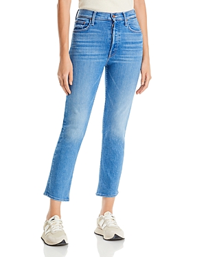 Mother The Tomcat High Rise Cropped Straight Leg Jeans in Layover