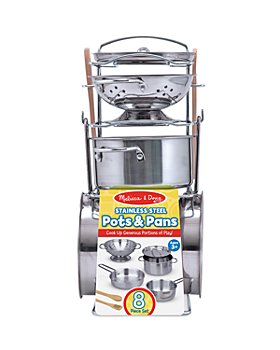 Melissa & Doug - Stainless Steel Pots & Pans Play Set - Ages 3+