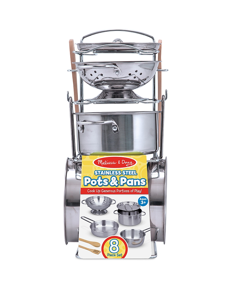 Melissa & Doug Stainless Steel Pots & Pans Play Set - Ages 3+ In Silver