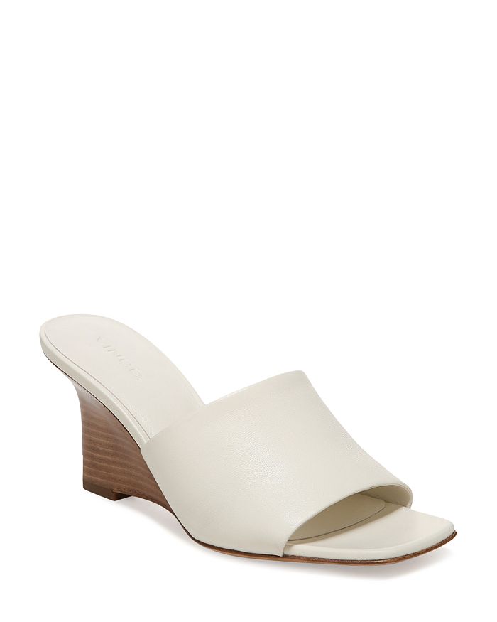 Vince Women's Pia 75mm Leather Wedge Sandals In Milk
