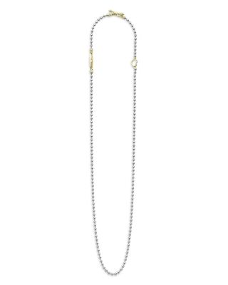 18K Yellow Gold & Sterling Silver Signature Caviar Toggle Necklace, 18"
