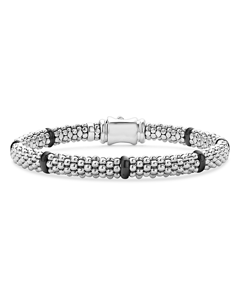 Lagos Ceramic & Sterling Silver Black Caviar Station Bracelet