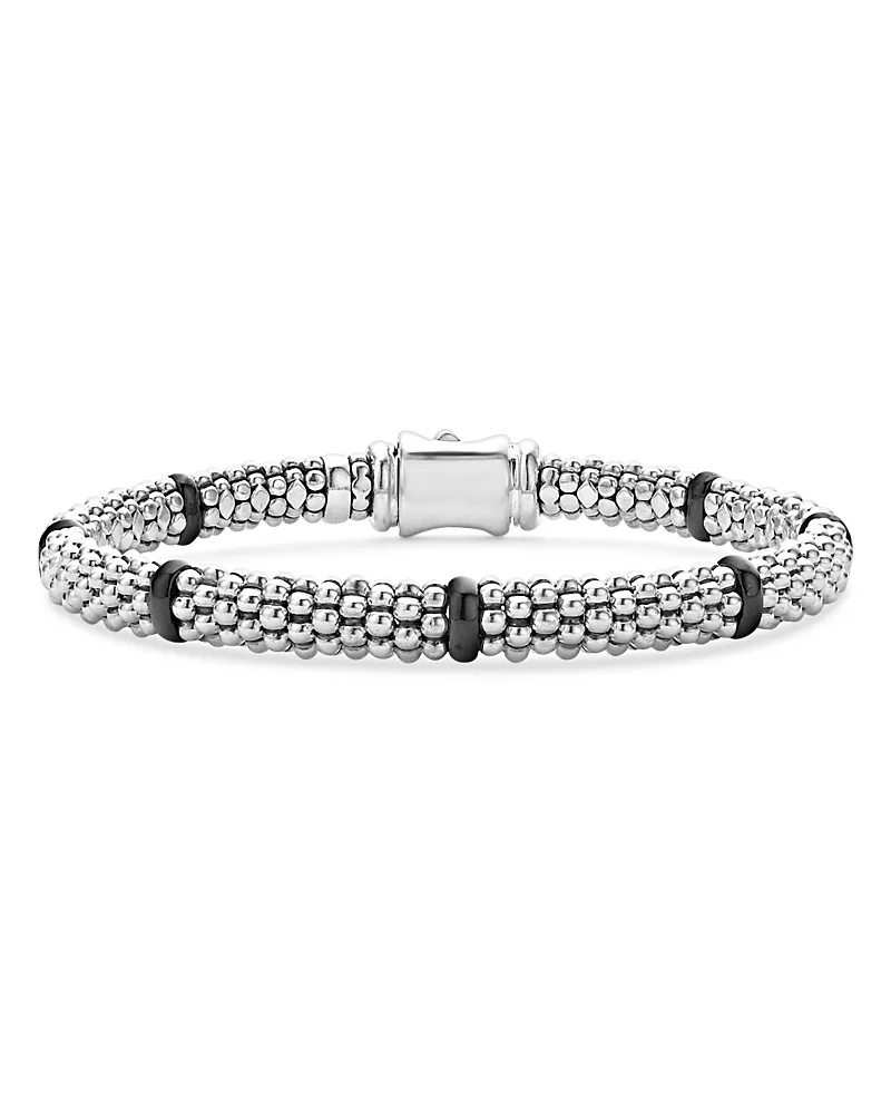Lagos Ceramic & Sterling Silver Black Caviar Station Bracelet