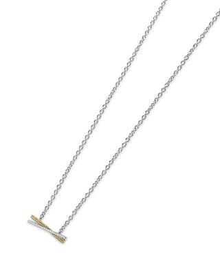 18K Gold & Sterling Silver Caviar Lux Diamond Pendant Necklace, 16"-18"