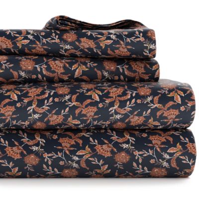 Jacobean Floral 3pc Cotton Quilt Set, Queen