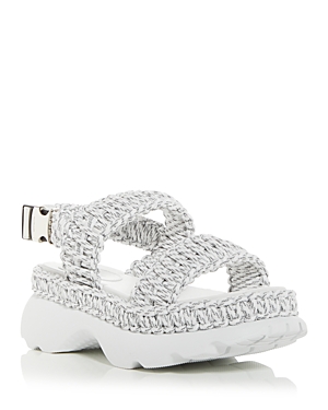 Shop Moncler Women's Belay Woven Slingback Sandals In Natural
