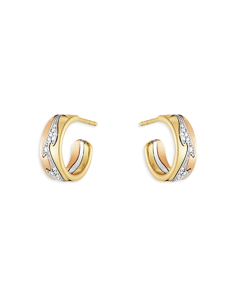 Georg Jensen 18K Tricolor Gold Fusion Diamond Hoop Earrings