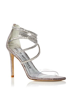 Stuart Weitzman - Women's Superglam Square Toe Crystal Detail High Heel Sandals