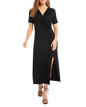 Karen Kane Plus Faux Wrap Midi Dress In Black