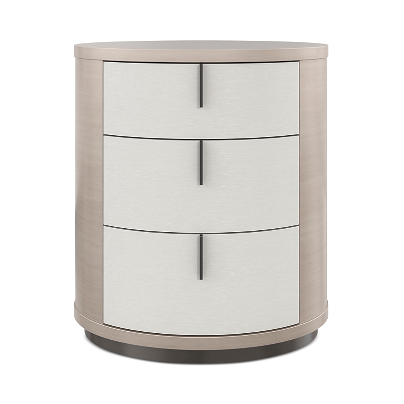 Caracole Wandering Three Drawer Oval Nightstand In Moonstone