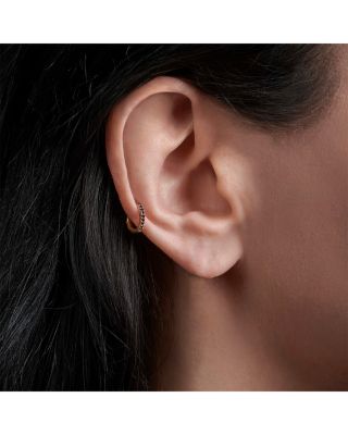 18K Yellow Gold & Black Diamond Eternity Earring, 0.10 tcw