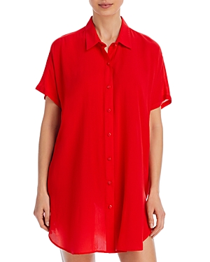Shop Aqua Swim Button-down Swim Cover Up Tunic - 100% Exclusive In Ignite
