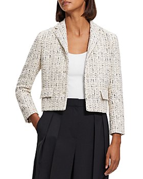 Theory - Cotton Blend Cropped Long Sleeve Jacket