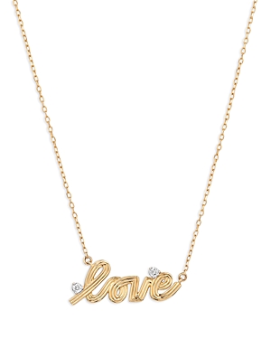 14K Yellow Gold Diamond Groovy Love Pendant Necklace, 15-16