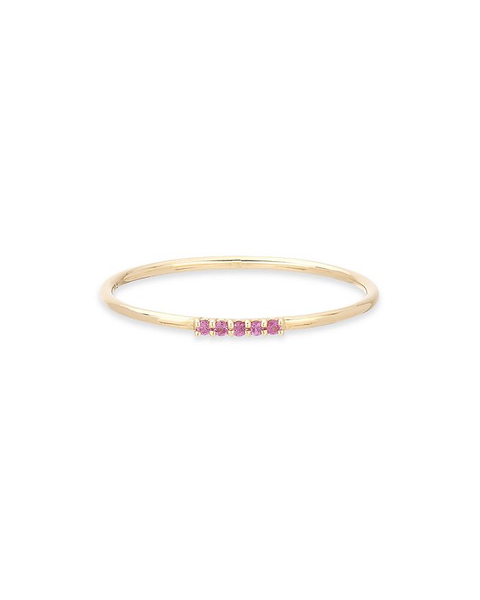 14K Yellow Gold Pink Sapphire Stack Ring