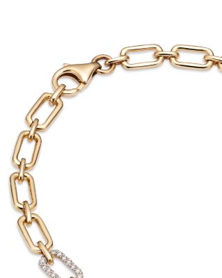 Diamond Pav&eacute; Link Bracelet in 14K Yellow Gold, 0.80 tcw 