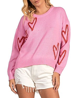 Elan Hearts Sweater In Pink Heart