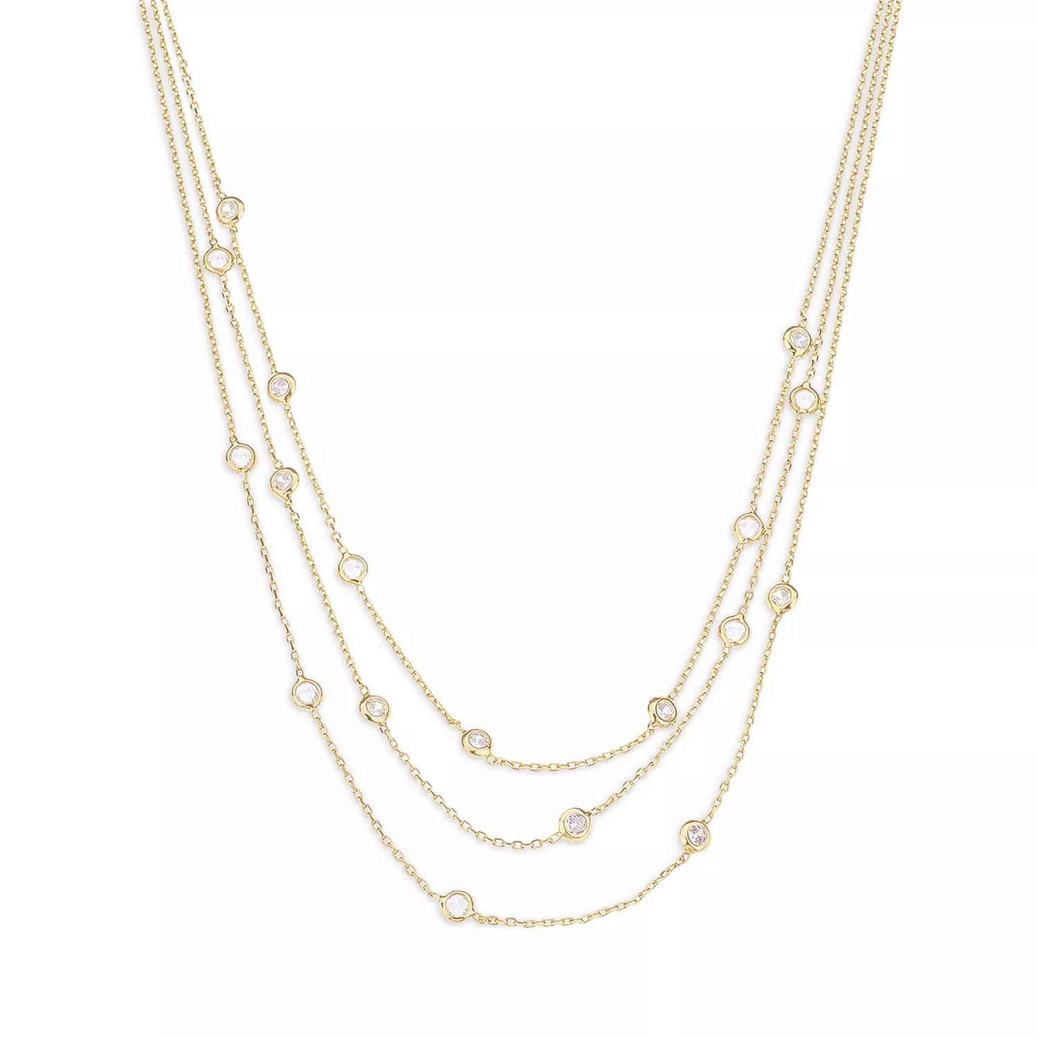 Ettika Perfect Crystal Dotted Cubic Zirconia Layered Collar Necklace in 18K Gold Plated