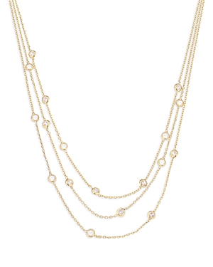 Ettika Perfect Crystal Dotted Cubic Zirconia Layered Collar Necklace in 18K Gold Plated, 13-16
