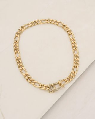 Cuffed Love Pav&amp;eacute; Collar Necklace in 18K Gold Plated, 16&amp;quot; 