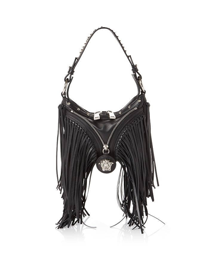 Versace Repeat Mini Fringed Leather Shoulder Bag | Bloomingdale's