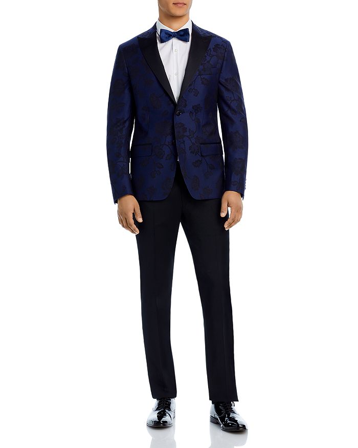 Sliktaa Jongenskostuum 2-delig klassiek goud bloemen jacquard slim fit Allerheiligen bruiloft bal Tuxedo jas en broek 6 kleuren, rood, 7 Jaar