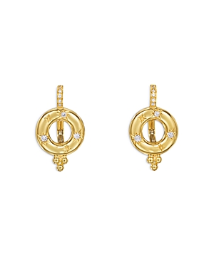 Shop Temple St Clair 18k Yellow Gold Celestial Diamond Cosmos Drop Earrings In Gold/white