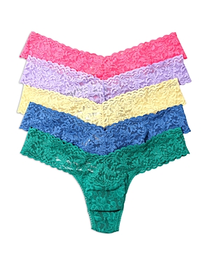 Hanky Panky 5 Pack Signature Lace Low Rise Thongs In Printed Box In Fall 2021