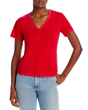 Cotton Citizen Standard V Neck Tee In Vintage Cherry