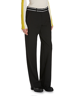 Moncler Contrast Waist Trousers In Black